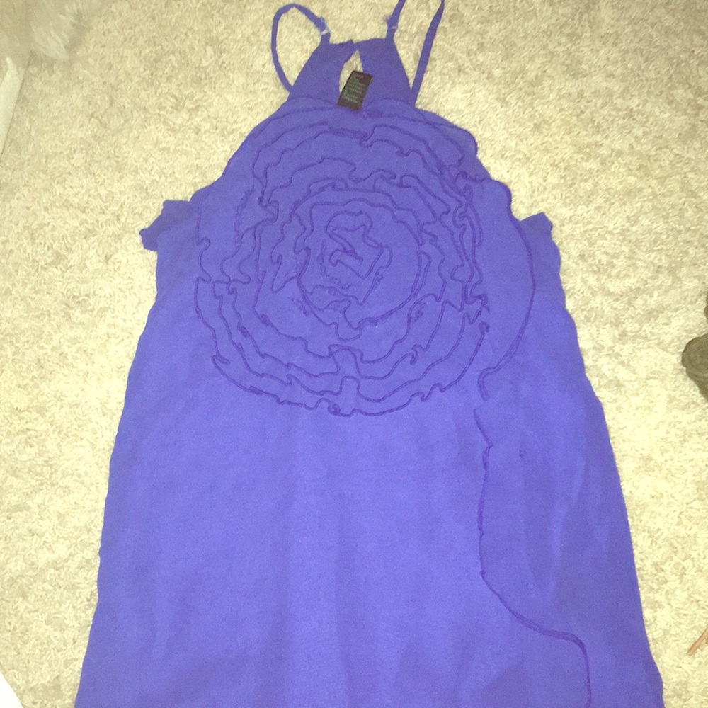 Rain blue flower ruffle dress sundress